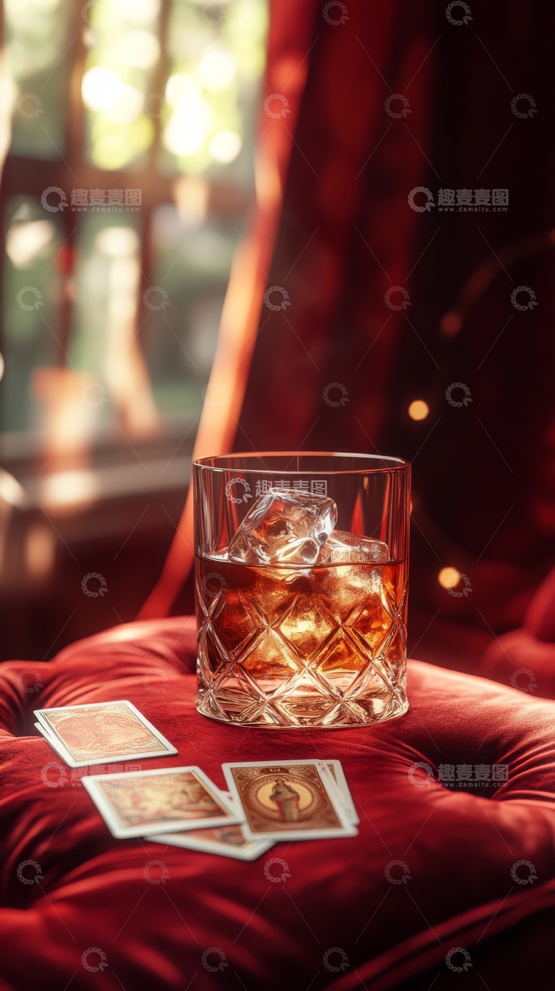 高清大图下载【趣麦麦图】冰块威士忌与复古卡片