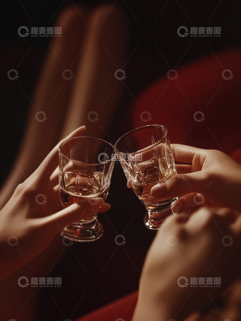 高清大图下载【趣麦麦图】双手举杯，轻碰酒杯庆祝时刻