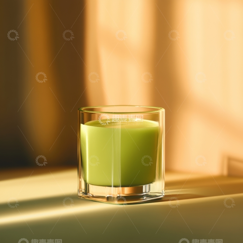 高清大图下载【趣麦麦图】绿色蜡烛在阳光下的静谧场景