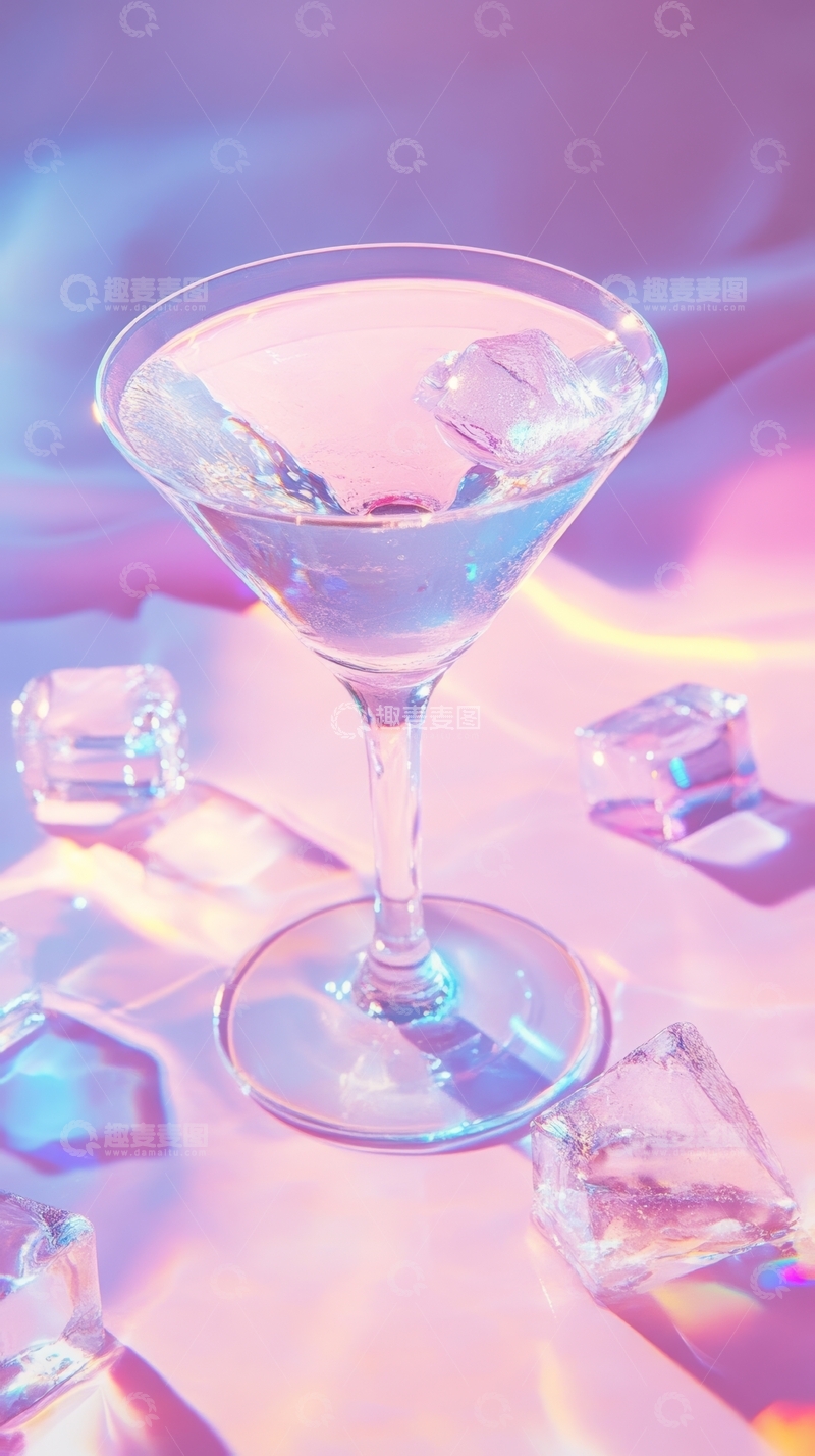 高清大图下载【趣麦麦图】霓虹灯光下的马提尼酒杯