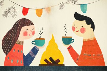 冬日暖饮，两人共享温馨时刻