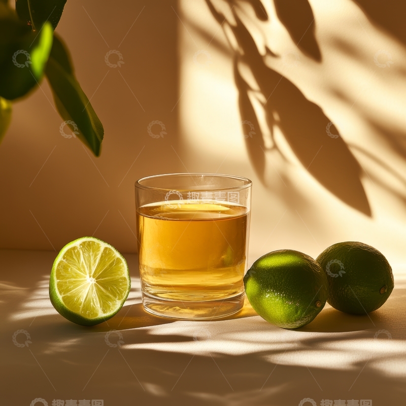 高清大图下载【趣麦麦图】柠檬饮品与阳光阴影