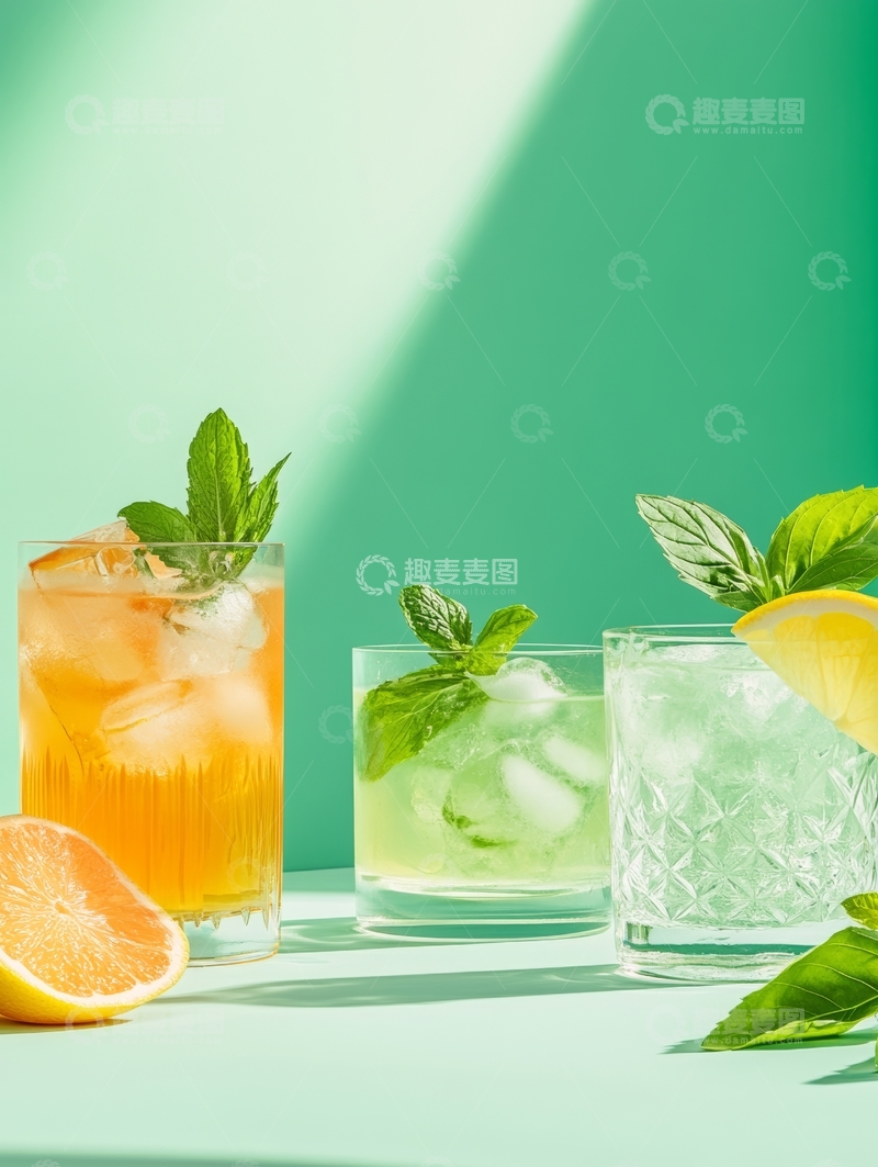 高清大图下载【趣麦麦图】清新饮品与薄荷装饰