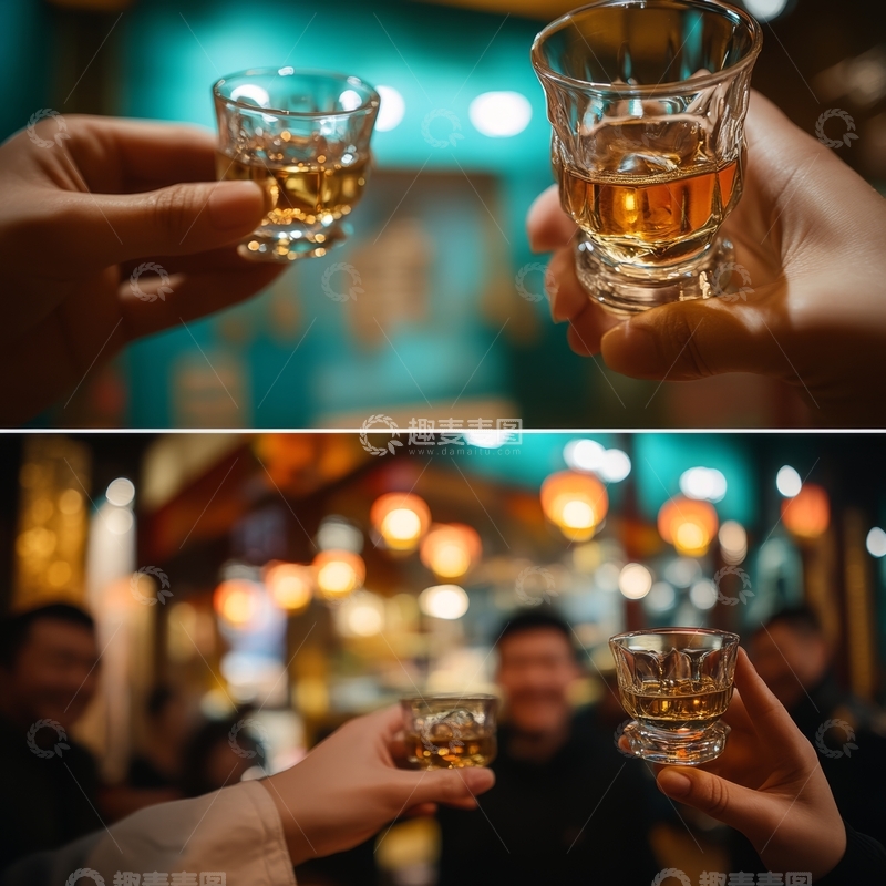 高清大图下载【趣麦麦图】举杯共饮，温馨夜景