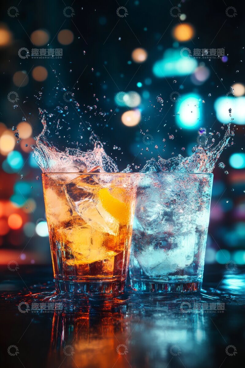 高清大图下载【趣麦麦图】夜景下的冰爽饮品