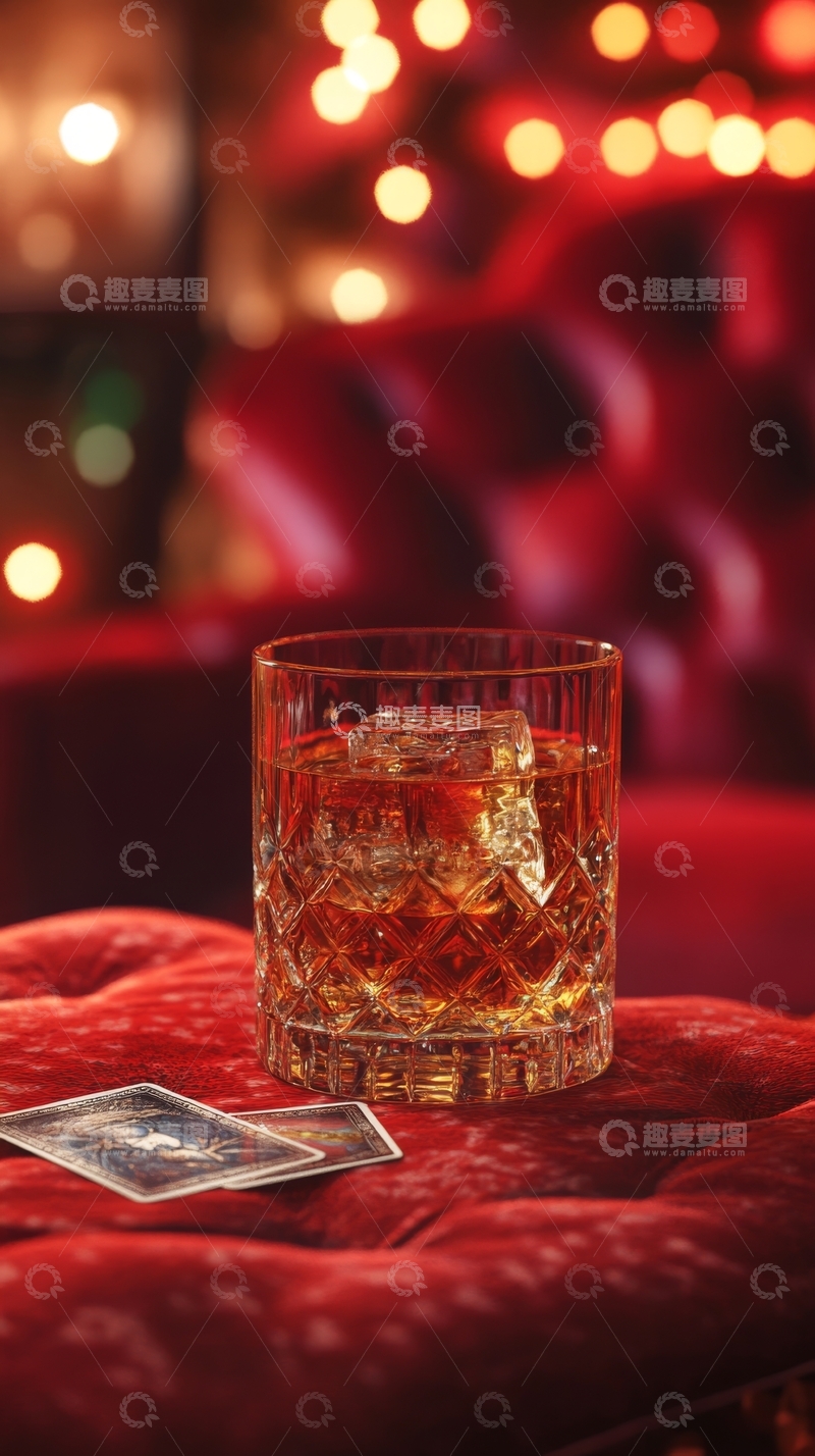 高清大图下载【趣麦麦图】威士忌酒杯与节日背景
