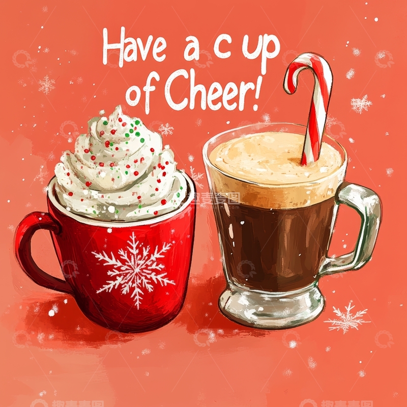 高清大图下载【趣麦麦图】节日热饮与甜蜜点缀