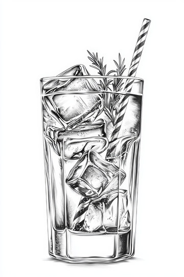 冰块与香草装饰的冷饮