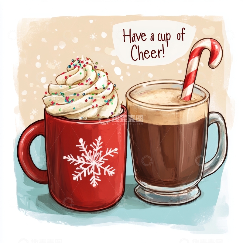 高清大图下载【趣麦麦图】节日热饮与甜蜜点缀