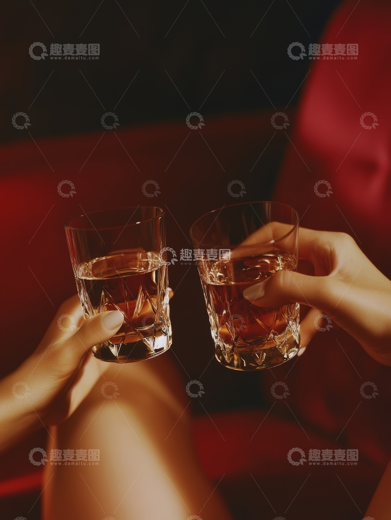 高清大图下载【趣麦麦图】两人手持酒杯轻轻碰杯