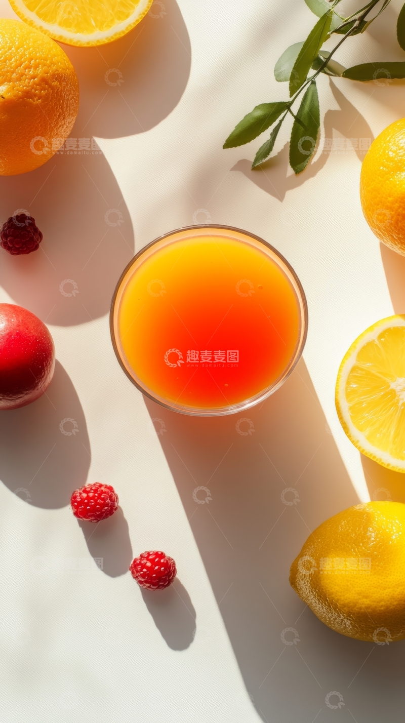 高清大图下载【趣麦麦图】橙汁与水果的清新组合