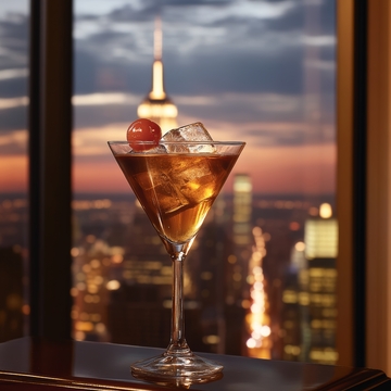 都市夜景前的鸡尾酒
