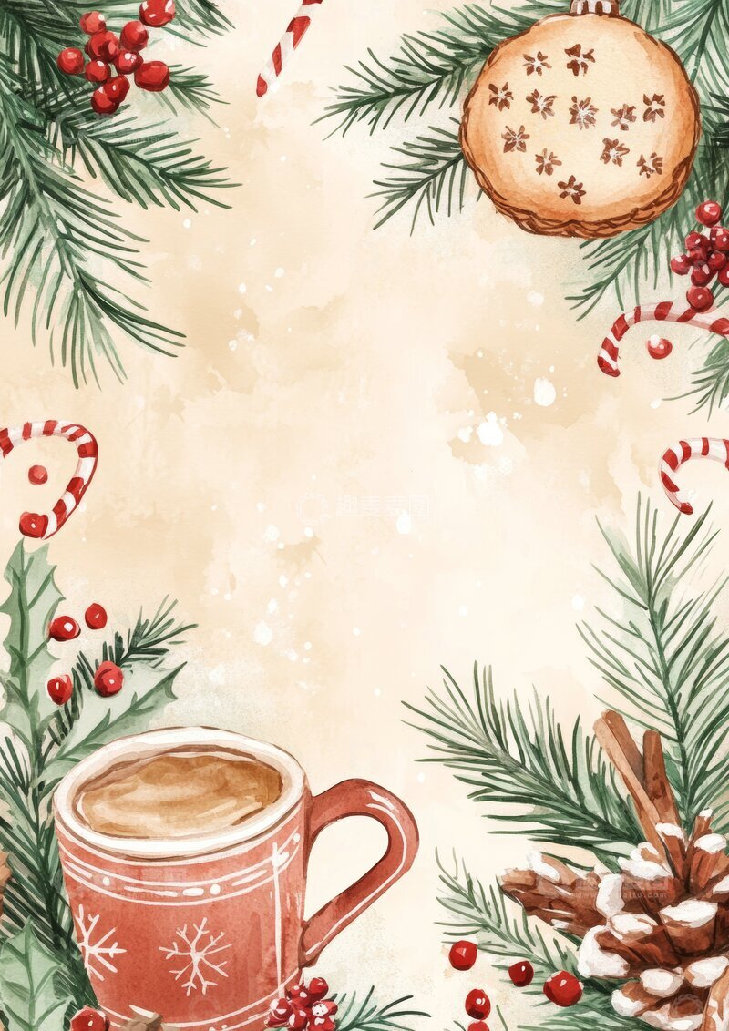 高清大图下载【趣麦麦图】圣诞主题热饮与甜点插画