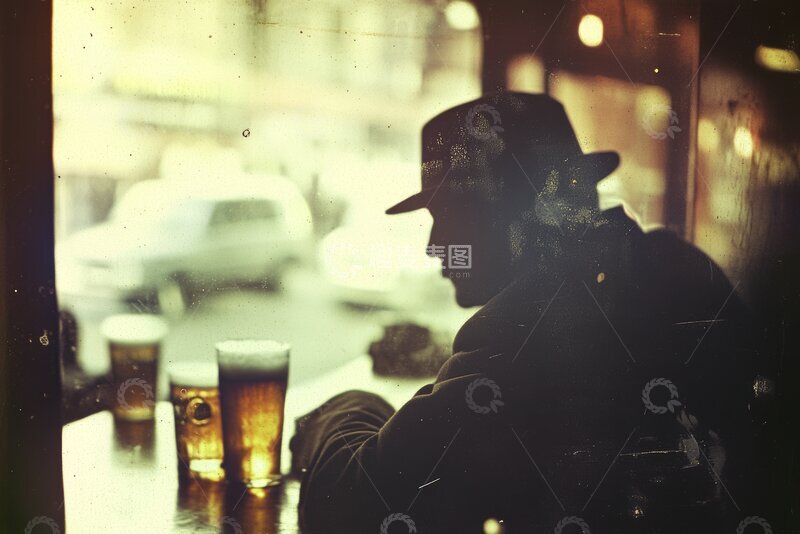 高清大图下载【趣麦麦图】窗边独饮，沉思时刻