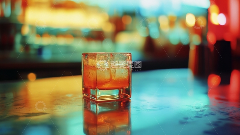 高清大图下载【趣麦麦图】酒吧台上的冰块饮品