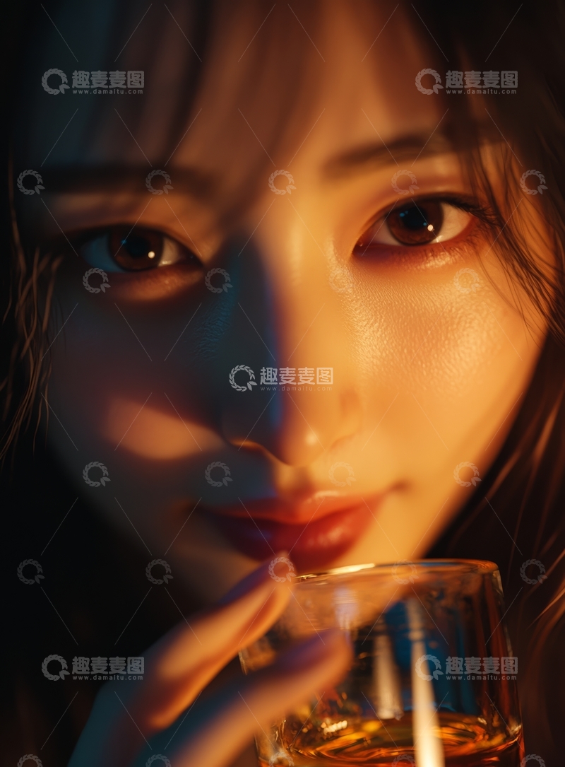 手持酒杯的女子特写