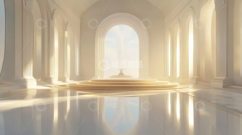 高清大图下载【趣麦麦图】宏伟殿堂内的圆形祭坛