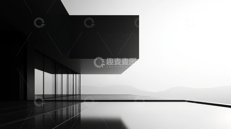 高清大图下载【趣麦麦图】现代建筑与宁静水面的极简构图