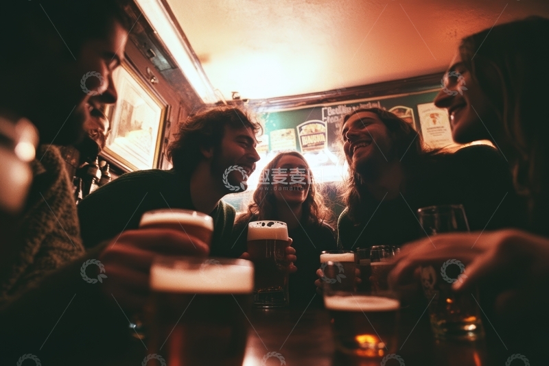 高清大图下载【趣麦麦图】朋友们在酒吧举杯欢笑