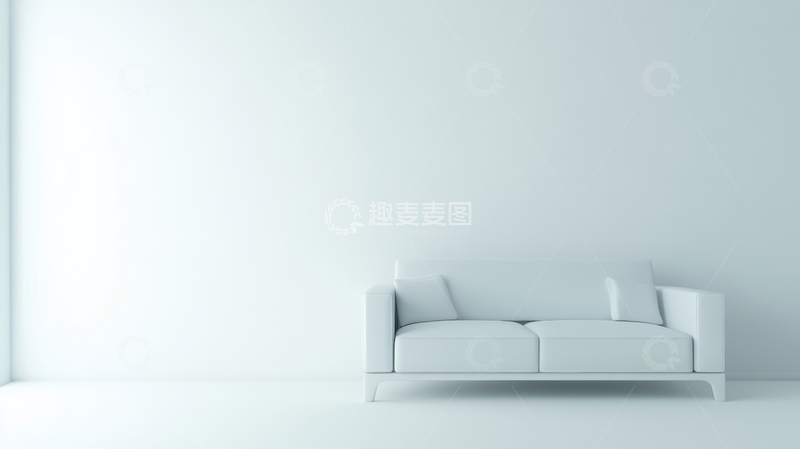 高清大图下载【趣麦麦图】简约白色客厅沙发