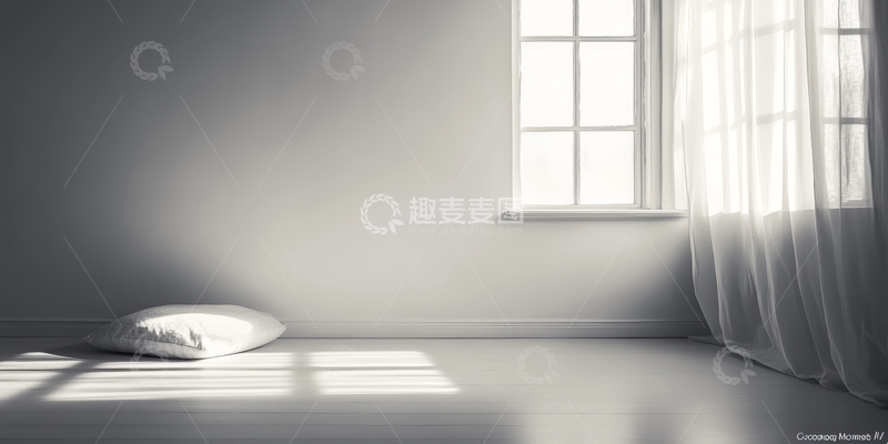 高清大图下载【趣麦麦图】明亮窗边的空旷房间