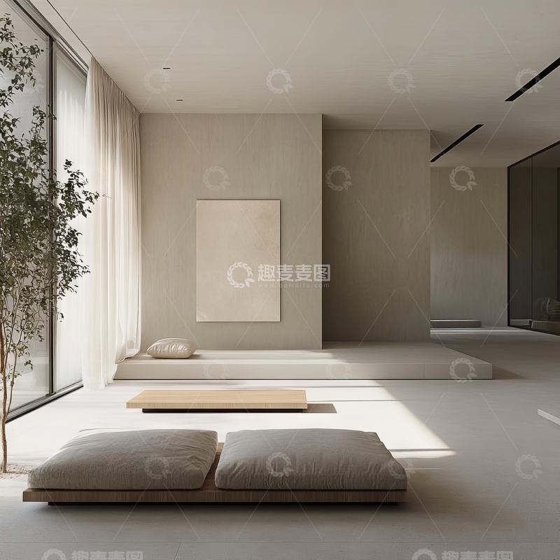 高清大图下载【趣麦麦图】-简约现代室内设计，宁静舒适空间