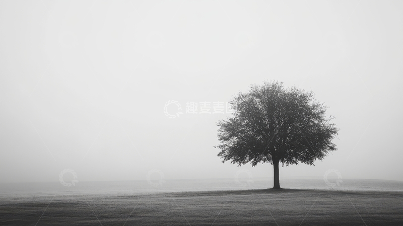 高清大图下载【趣麦麦图】孤树在雾中