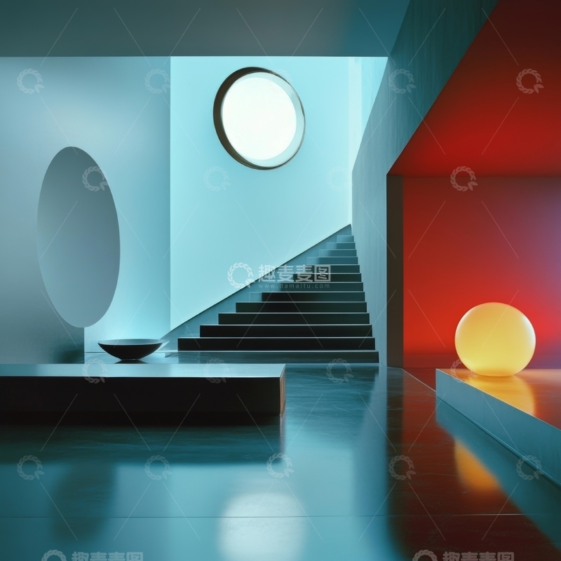 高清大图下载【趣麦麦图】现代楼梯与光影艺术