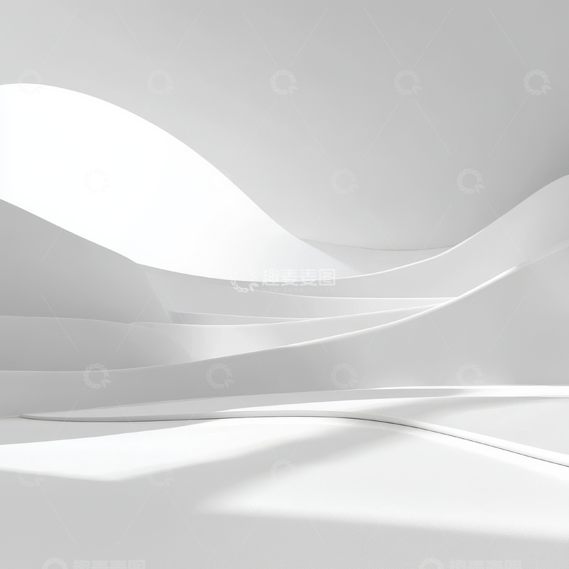 高清大图下载【趣麦麦图】白色曲线结构的抽象艺术设计