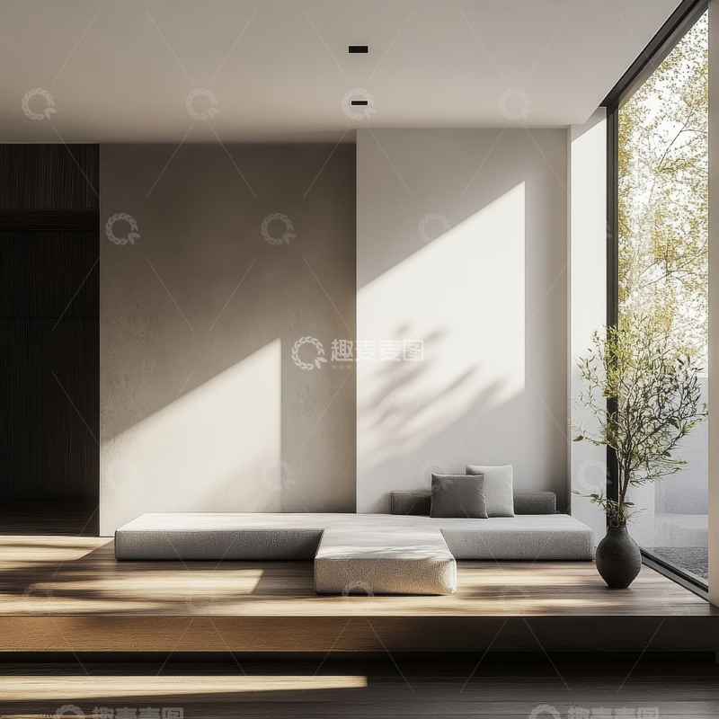 高清大图下载【趣麦麦图】现代简约室内设计，阳光洒落的休息区
