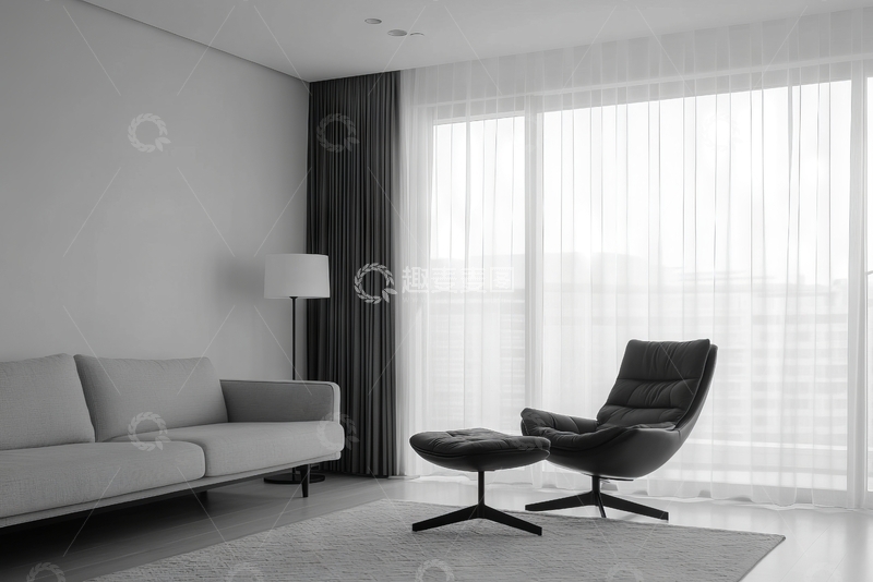 高清大图下载【趣麦麦图】现代简约客厅黑白摄影