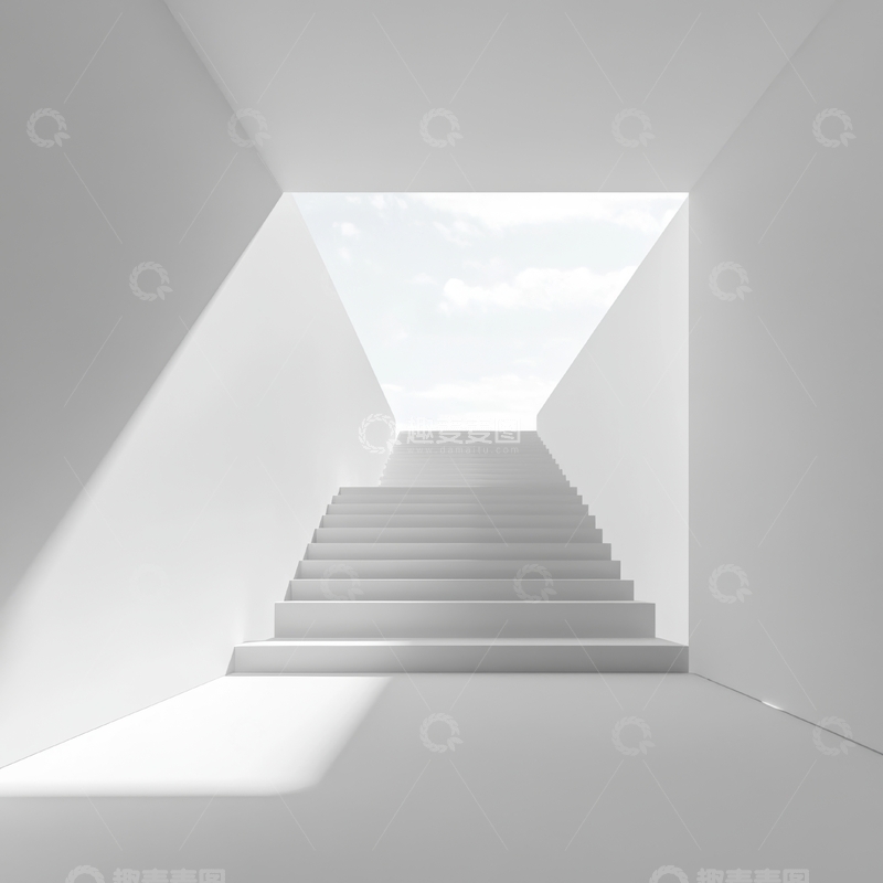 高清大图下载【趣麦麦图】通向光明的白色阶梯