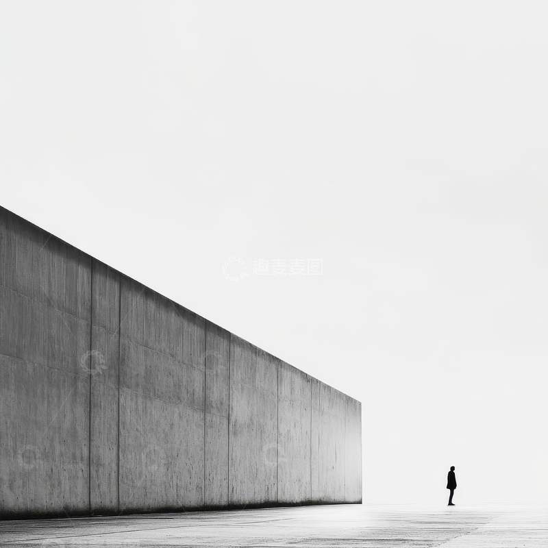 高清大图下载【趣麦麦图】长墙尽头的孤独身影