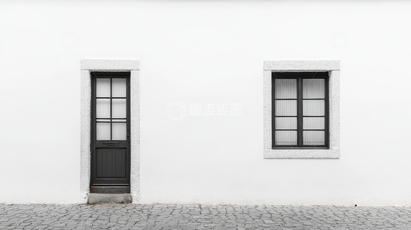 高清大图下载【趣麦麦图】白色墙面上的门与窗