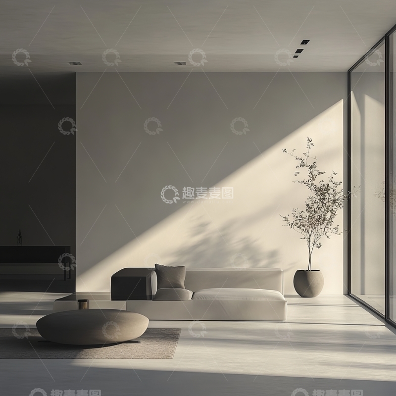 高清大图下载【趣麦麦图】现代简约客厅阳光照射场景