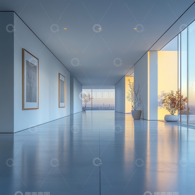 高清大图下载【趣麦麦图】现代艺术画廊的宽敞走廊