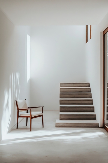 简约室内设计：楼梯与椅子