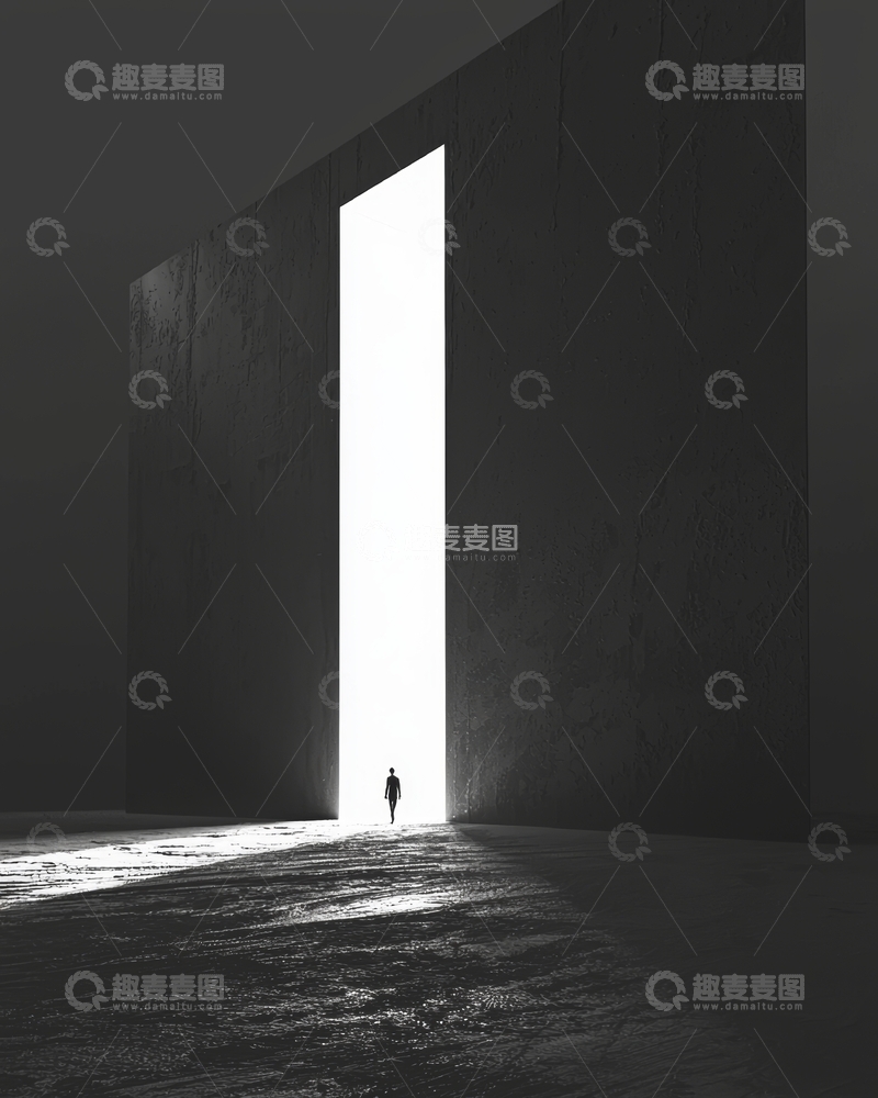 高清大图下载【趣麦麦图】光影尽头，一人独行