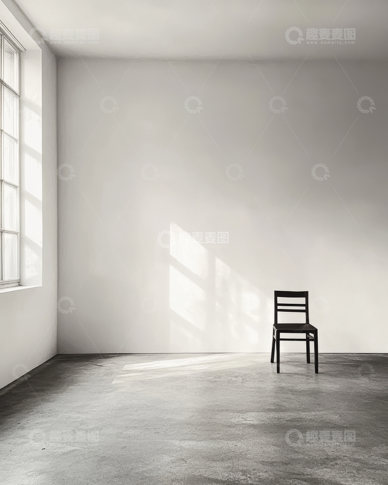 高清大图下载【趣麦麦图】空旷房间内的单椅