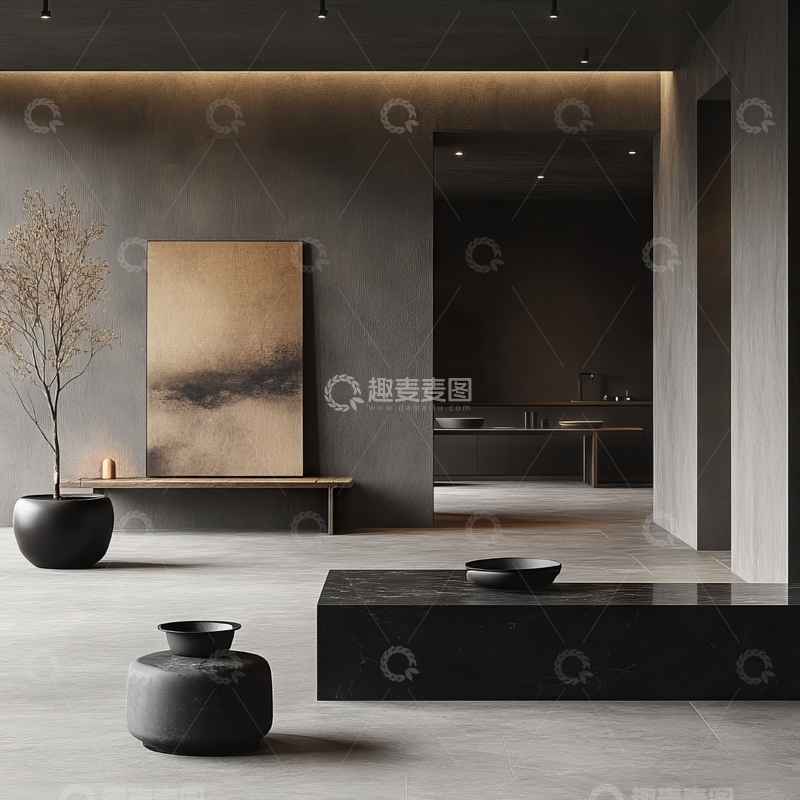 高清大图下载【趣麦麦图】现代简约室内设计，深色系空间布局