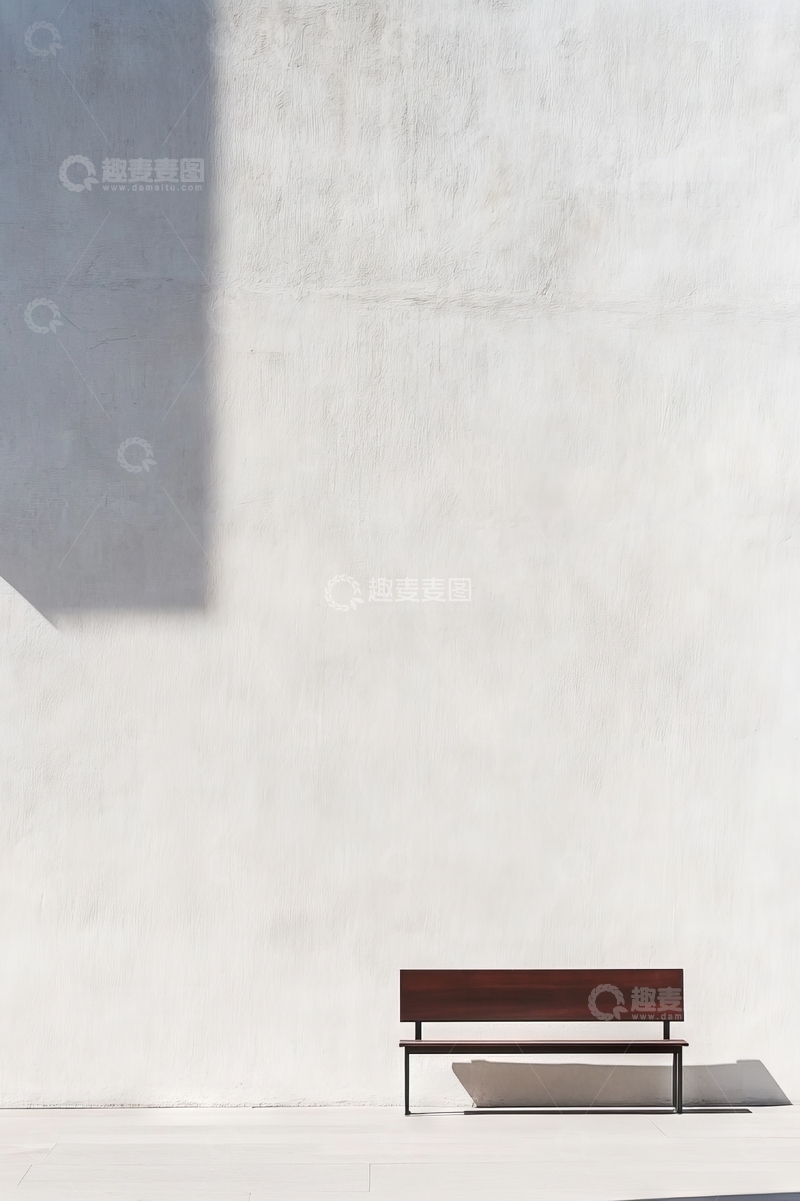 高清大图下载【趣麦麦图】简约风格的长椅与光影墙