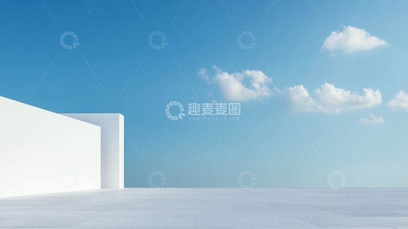 高清大图下载【趣麦麦图】简洁白色建筑与蓝天