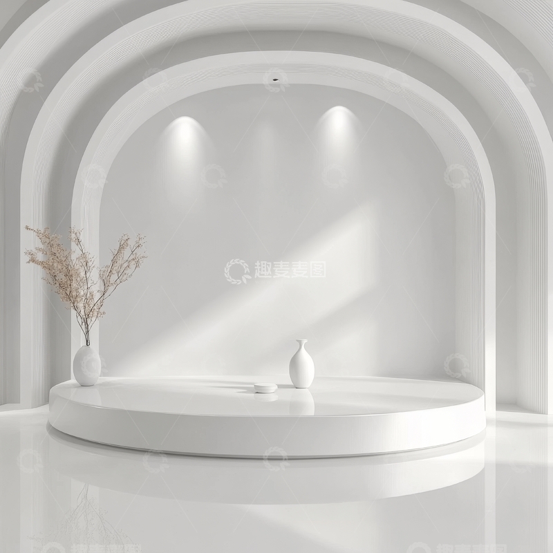 高清大图下载【趣麦麦图】简约白色拱形空间展示台