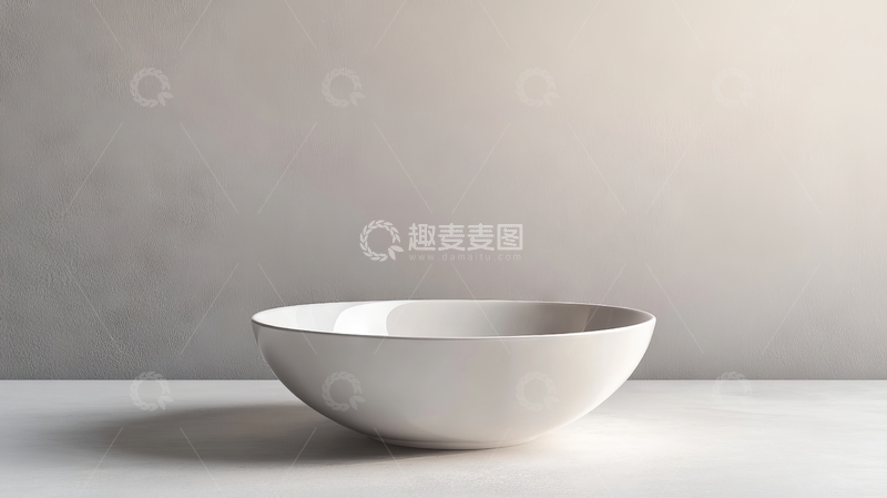 高清大图下载【趣麦麦图】简约白色碗置于浅色背景之上