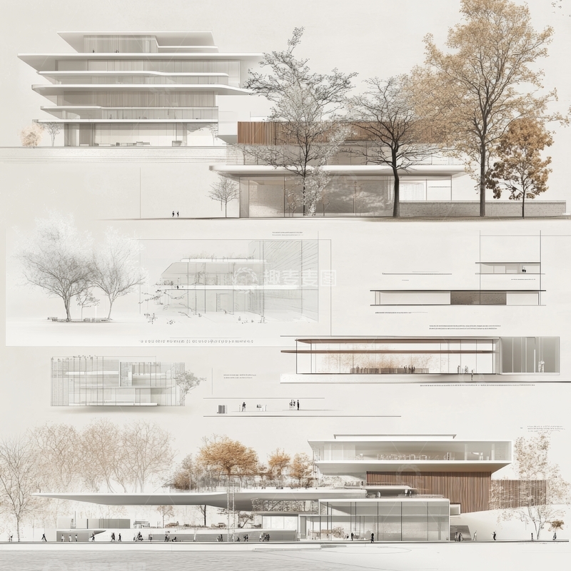 高清大图下载【趣麦麦图】现代建筑多角度透视图