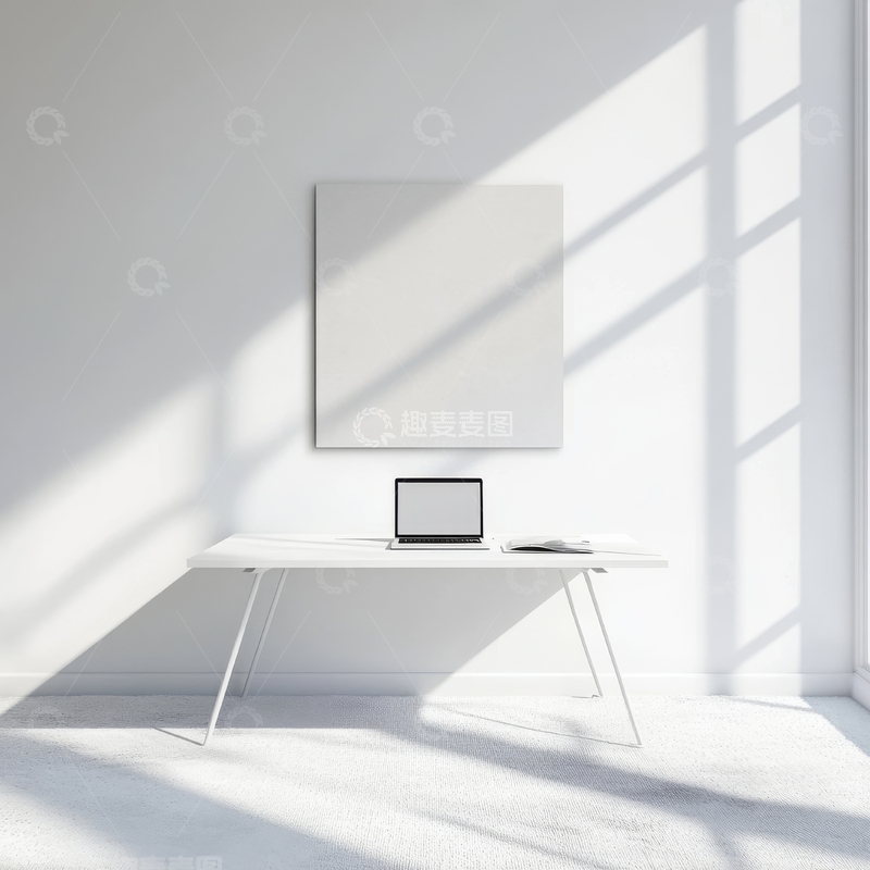 高清大图下载【趣麦麦图】简约现代办公桌与空白画布