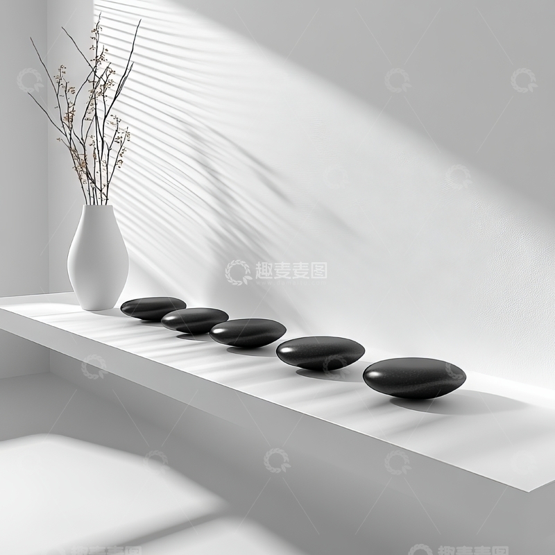 高清大图下载【趣麦麦图】窗边的石子与花瓶