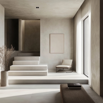 现代简约室内设计，阶梯与窗边座椅