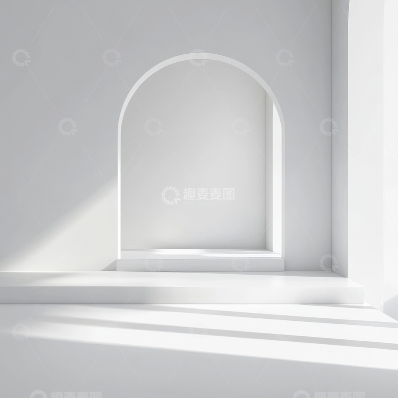 高清大图下载【趣麦麦图】简约白色拱门室内场景
