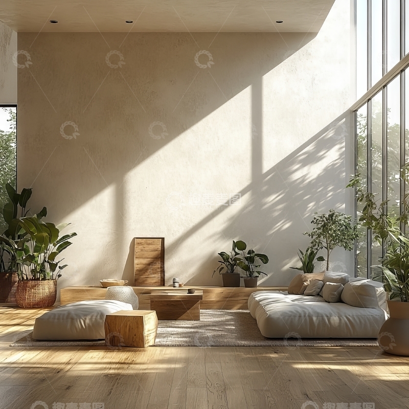 高清大图下载【趣麦麦图】简约室内设计，阳光洒满的休息空间